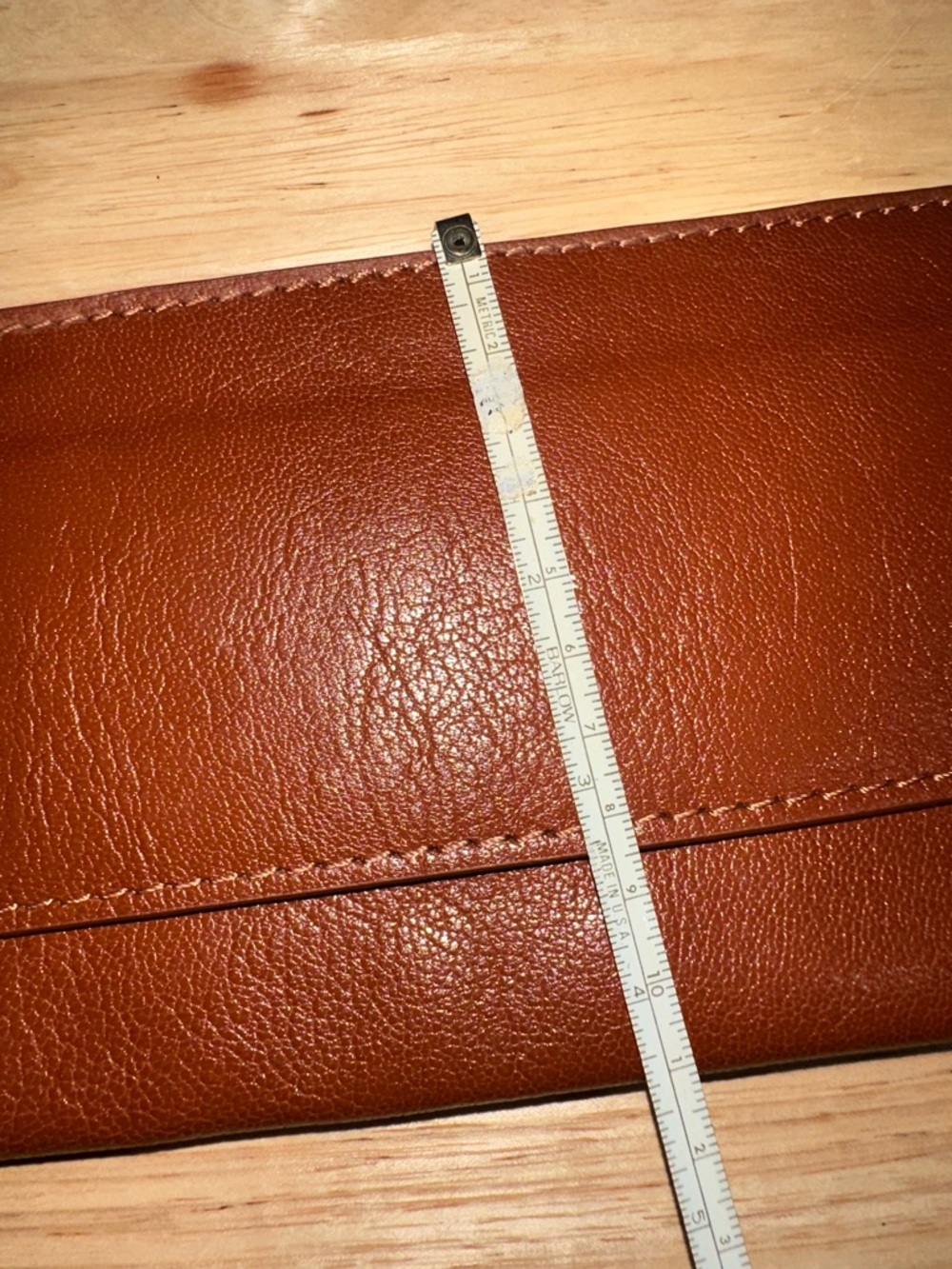 Classic Brown Leather Wristlet Clutch - Picture 6 of 7